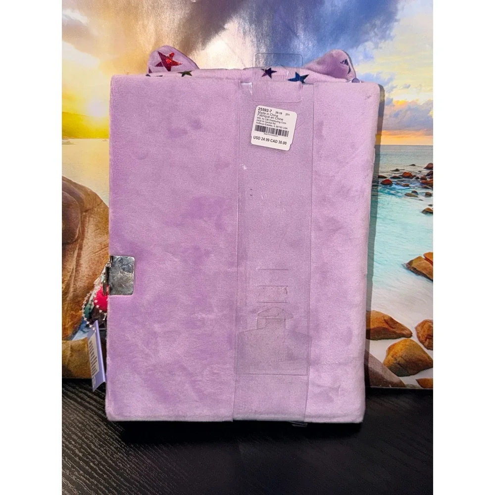Claire's Penelope Hoods Up Panda Plush Locked Diary Purple Rainbow Stars New